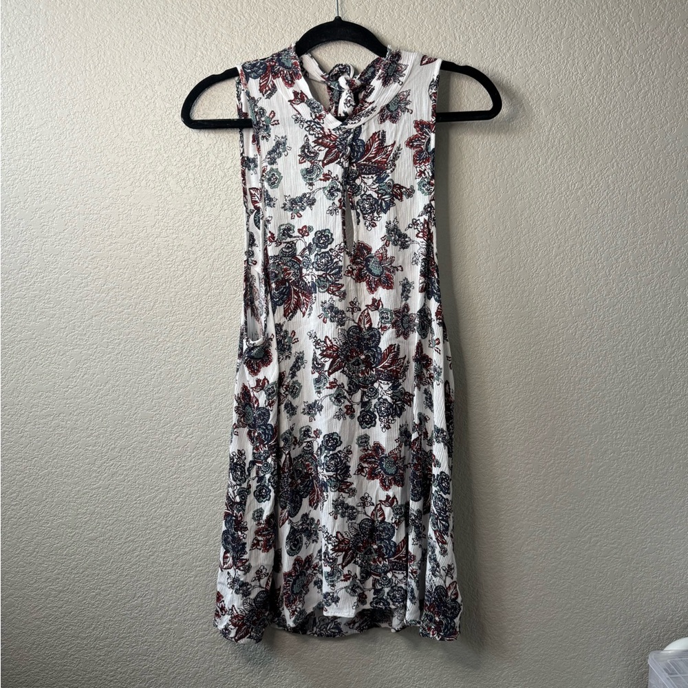 Free People Floral High-Neck Open Back Midi Dress